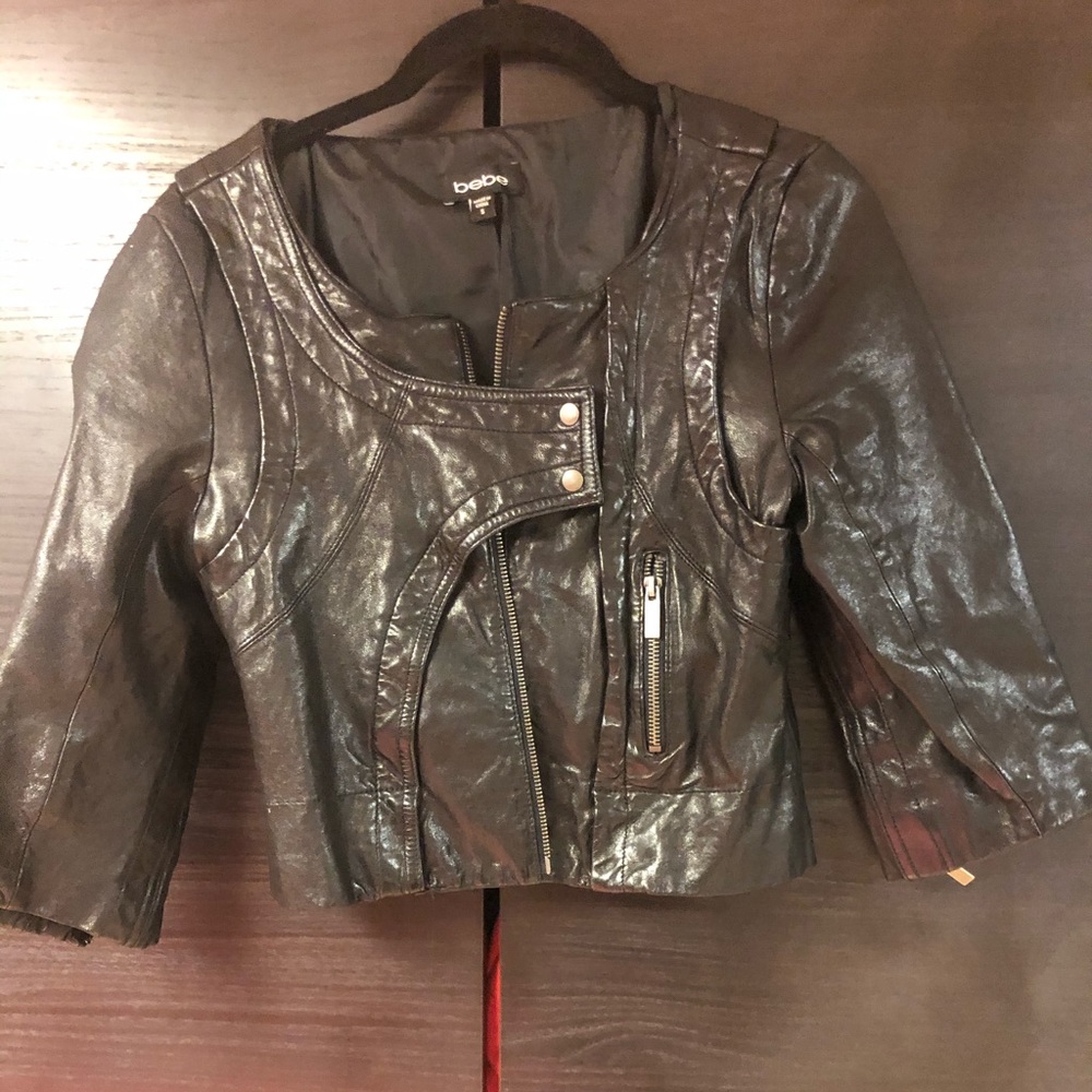 Bebe Cropped Leather Jacket